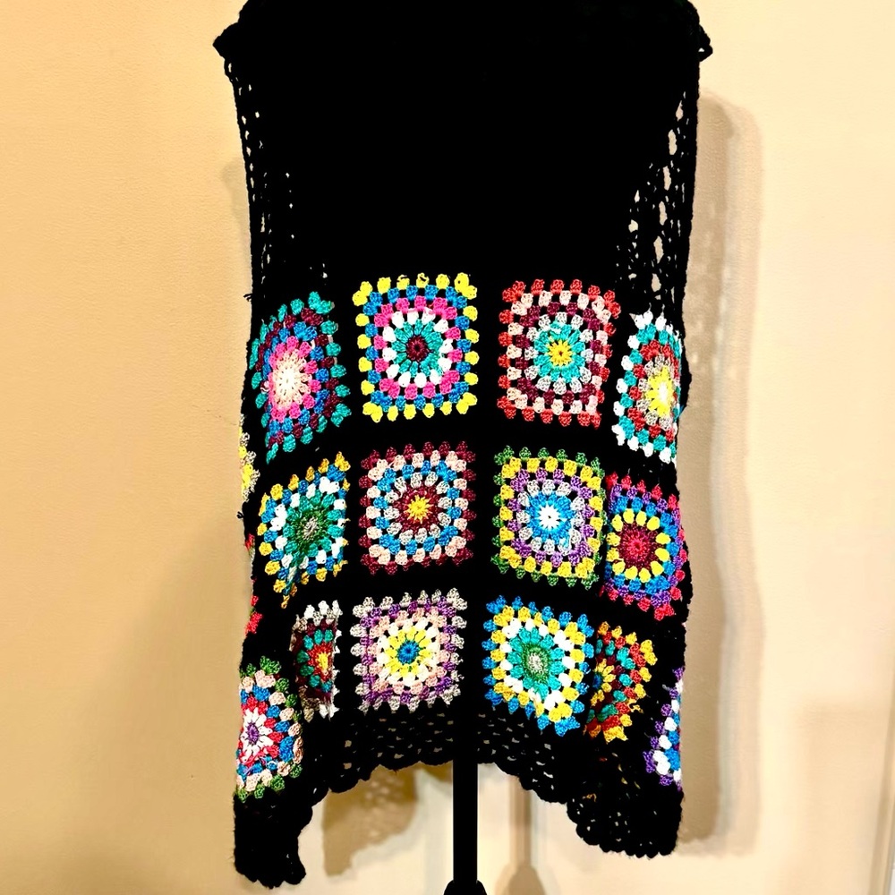 Colorful Crochet Granny Square Vest